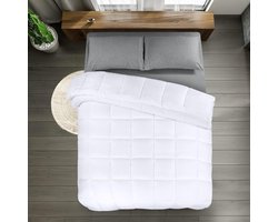 Lichtgewicht dekbed 240x260 cm, Gewatteerd dekbed met Polyester vulling, Zacht zomerdekbed met hoeklabels, Doos Gestikt Alternatief dekbed (Wit)
