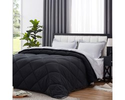 Lichtgewicht Dekbed Tweepersoons Zomer / Dekset Microfiber Omkeerbaar Zwart Grijs