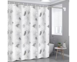 Lichtgewicht douchegordijn met plastic haken, blad- en ruitpatroon, metalen oogjes aan de bovenkant, woondecoratie, perfect voor Kerstmis, 180*200 cm