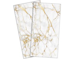 Lichtgewicht Handdoeken - Zachte Keukenhanddoeken - Badkamer Decor - Hoge Resolutie Print - 70x35 cm - Wit Marmer