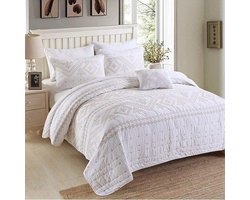 Lichtgewicht omkeerbare sprei 240x260 cm met kussenslopen - 100% katoen, decoratief dekbedovertrek voor twee personen