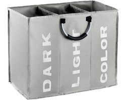 Lichtgrijs-Home Organizer - Praktische Organizer - Wasmand - Kledingmand - Kledingtas - 3 Vakken - Opvouwbaar - Wordt geleverd met handig handvat - Grote capaciteit