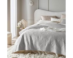 Lichtgrijze velours bedsprei 240x260 cm - luxe fluweelzachte afwerking