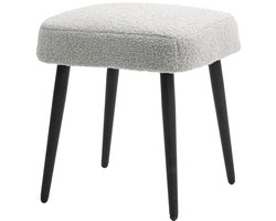 Lichtgrijze Vierkante Voetenbank met Kasjmier-Look