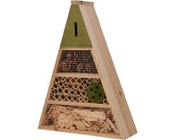 Lichtgroen insectenhotel 19 cm driehoek - Hotel/huisje voor insecten - Bijenhuis/vlinderhuis