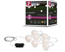 Lichtketting Accu Lampion IP44 3,6m 3000K Wit