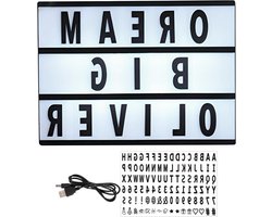 Lichtreclame Bord - Letterlamp Decoratie - Berichten Maken - Verstelbare Letters - A5 Formaat - Zwart