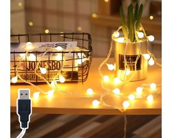 Lichtslinger - Lichtsnoer - Lampjes slinger - 6M 40Led - Warm licht - USB-voeding - Universele Lampjes voor Kamperen Buiten - Voor Binnen- en Buitenfeest - Bruiloft - Valentijnsdag - Decoratie