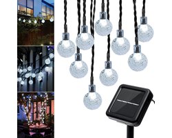 Lichtslingers op zonne-energie voor buiten, 46FT 66LED 8Modes Crystal Globe Solar Kerst Fairy String Twinkle Lights Outdoor voor Tuin Vakantie Tuin Hek Patio Party Balkon Boom Decor (puur
