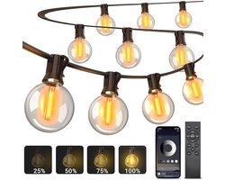 Lichtslingers Voor Buiten 30m Met App-Bediening - Warmwitte G40 Buitenverlichting met Onbreekbare Lampen - IP44 Waterdicht - ModernStore
