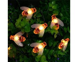 Lichtsnoer Bijen - Tuinverlichting Solar - Buiten Decoratie - Waterdicht Design - 11 Meter 60 Lampjes - Warm Wit
