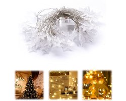 Lichtsnoer – Decoratieve sfeerverlichting – Stervormige hanglampen – Slingerverlichting – Tentverlichting – Lichtsnoer met stekker – 8 standen – Werkt op netstroom – 70 stuk LED's – Voor feesten, Kerstmis, Halloween, bruiloften (10 m – Warm wit)