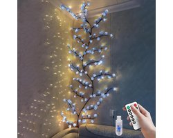 Lichtsnoer - Kersen LED-takverlichting voor muren - Decoratieve slinger van kersenbloesemwilgenranken - Wordt geleverd met 96 LED-lampjes en afstandsbediening - 8 verlichtingsstanden - Kerstdecoratie voor binnen voor muren, deuren - 1,8 m - blauw