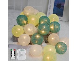 Lichtsnoer met katoenen bollen - 20 leds - dimbaar - sfeervolle verlichting voor kinderkamer - ShopVlot