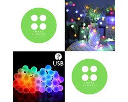 Lichtsnoer op LED - Kerstverlichting Multicolour - Fairy Lights -  5 meter - 50 kleine lampjes - Gekleurde lichtjes - met USB Aansluiting - Sfeerverlichting
