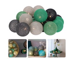 Lichtsnoer Verlicht - Tuinverlichting - Lichtslinger - 20 LED - Lampionnen van Katoen -Met Timer - Op Batterijen - 300cm - ø6cm Diameter - Voor Binnen & Buiten