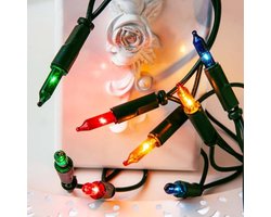 Lichtsnoer voor binnen met 10 kleurrijke lampen - 230V, 1,35 m verlichte lengte, groene kabel, perfect voor woonkamer en serre