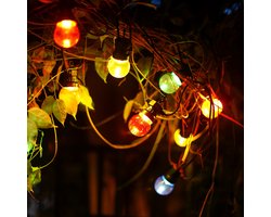 Lichtstring kleur 8 meter (3+5) - 10 LED's meerkleurig | sproeidicht IP44 - koppelbaar (max 5) | 230VAC - 24V | met timer 6u aan/18u uit