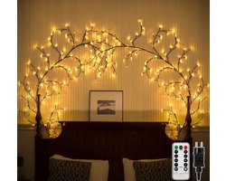 Lichttakken voor binnen - Set van 2 verlichte wilgentakken - 144 LED wilgentak-feeënverlichting - wandlamp - Boom wanddecoratie - Kunstmatige lichttakken - slaapkamerdecoratie - woonkamer decoratie - Sfeerverlichting