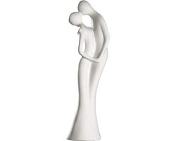 Liefdesbeeldje man en vrouw in wit keramiek - Huwelijkscadeau - trouw kado - Valentijn - Jubileum - 46 cm hoog