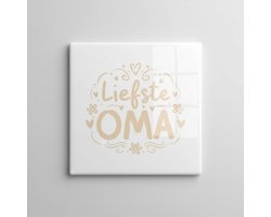 Liefdevolle Quote Keramische Tegel “Liefste Oma” – Hartverwarmend Familiecadeau, Elegante Woondecoratie Tegel 15 x 15 cm