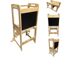 Liefjes & Co 4-in-1 Montessori Leertoren – Keukentoren, Kindertrap, Tekenbord & Speeltafel – FSC® Hout