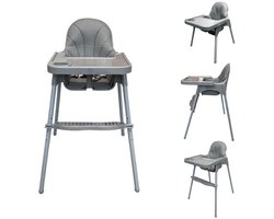 Liefjes & Co Kinderstoel - Eetstoel Baby – Inclusief Kussen – Verstelbare Baby Eetstoel – 2 in 1 & Peuterstoel – Grijs
