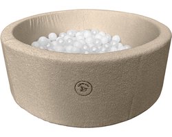 Liefjes & Co Teddy Beige Ballenbak Rond met 200 BPA-vrije Ballen – Baby & Kinder Ballenbad – Zacht Foam – Speelgoed