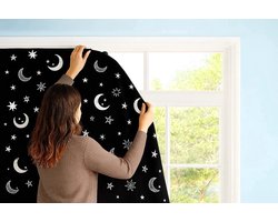 Liefjes & Co Verduisteringsgordijn met Zuignappen - 200x130cm - Verduisteringsdoek Zwart - Inclusief Opbergtas