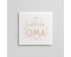 Liefste Oma Keramische Tegel – Elegant Cadeau voor de Beste Oma – Decoratieve Wandtegel 15×15 cm