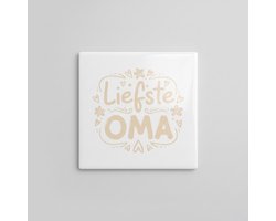 Liefste Oma Tegel – Liefdevolle Tekst voor Oma – Decoratieve Keramische Tegel voor Huis & Muur 15 x 15 cm