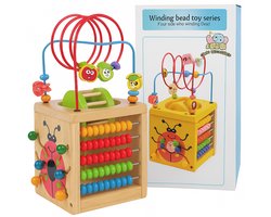 Lieveheersbeestje Houten Activiteitenblok – Educatief Speelgoed voor Peuters, 5-in-1 – Kralenbaan & Lieveheersbeestje Design, Perfecte cadeau voor kinderen