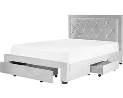 LIEVIN - Bed met opbergruimte - Lichtgrijs - 140 x 200 cm - Fluweel