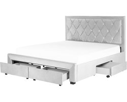 LIEVIN - Bed met opbergruimte - Lichtgrijs - 180 x 200 cm - Fluweel
