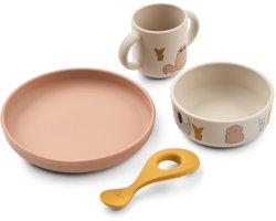 Liewood Kinderservies Set Vivi Cats and Dogs Sandy