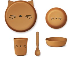 Liewood - Kinderserviesset Brody Junior (4 delig) - Kinderserviesset - Cat Golden Caramel