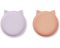 Liewood Olivia Siliconen Bord 2-Pack - Cat Light Lavender Rose Mix