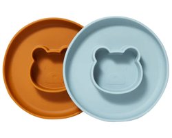 Liewood - Set van 2 siliconen borden - Mr Bear - Sea Blue en Mustard