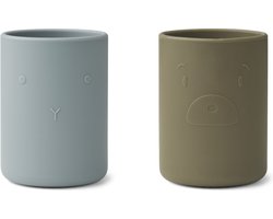 Liewood - Siliconen Drinkbekers Ethan (Set van 2) - Drinkbekers - Blue FogKhaki Mix