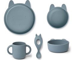 Liewood - Siliconen Kinderservies Vive - Servies en bestek - Rabbit Whale Blue