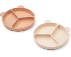 Liewood stacy set van 2 siliconen anti-slip borden - tuscany rose / apple blossem
