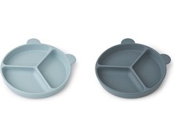 Liewood Stacy Zuignap Vakjesbord - 2 Stuks - Sea Blue / Whale Blue