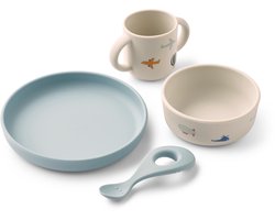 Liewood Vivi Silicone Tableware Set Aviator / Ecru - Serviesset