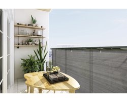 Lifa Garden Balkonscherm - Ondoorzichtig Balkondoek - Weerbestendig Privacyscherm - HDPE Balkonafdekking - Antraciet - Inkijkbescherming voor Balkon - 500 x 90 cm
