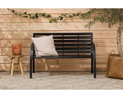 Lifa Garden Houten tuinbank - Buitenbank - Natuurlijk dennenhout, staal - Zwart - 122x60x80cm(LxBxH)