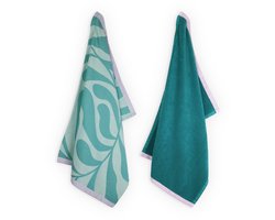 Lifa home Forest Dew Theedoek en Handdoek set – 50 x 70 cm – Blad – Groen