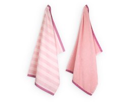 Lifa home Serene Pastels Theedoek en Handdoek set – 50 x 70 cm – Streep – Pastel