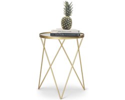Lifa Living Bijzettafel Emily - Koffietafel - Goud - Metaal & Glas - Functioneel - Ø 35,5 x 47,5 cm