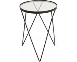 Lifa Living - Bijzettafel Emily - Zwarte Koffietafel- Metaal & Glas - Luxe - Functioneel - Minimalistisch - Ø 35,5 x 47,5 cm