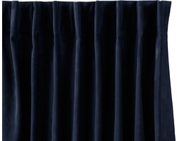 Lifa Living - Fluwelen Gordijn - 150 x 250 cm - Donker Blauw - Verduisterend - Wasbaar - Kreukherstellend - Kleurvast - 10 Ophanghaken- 1 Stuk